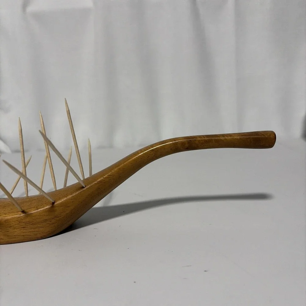 MCM Carved Wood Hors D'oeuvres Server Haiti Vintage 1950s Sculpture